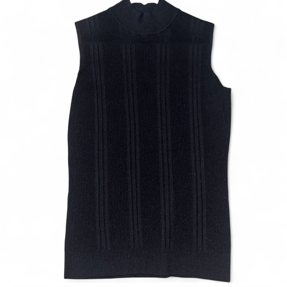Dressbarn Black Ribbed Knit Top